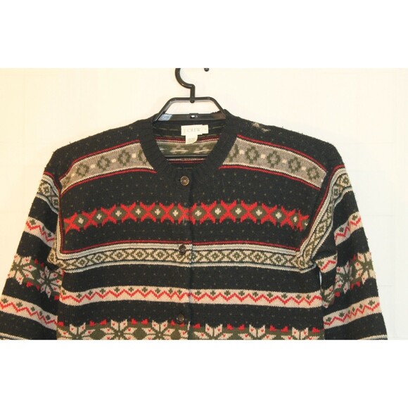 J Crew Vintage Cardigan 100% Shetland Wool Button Front Sweater Christmas Size S - Picture 3 of 5